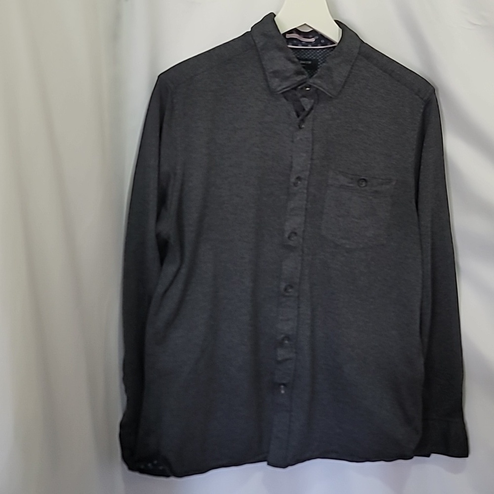TED BAKER Charcoal 100% Cotton Collar Button Down Dress Shirt